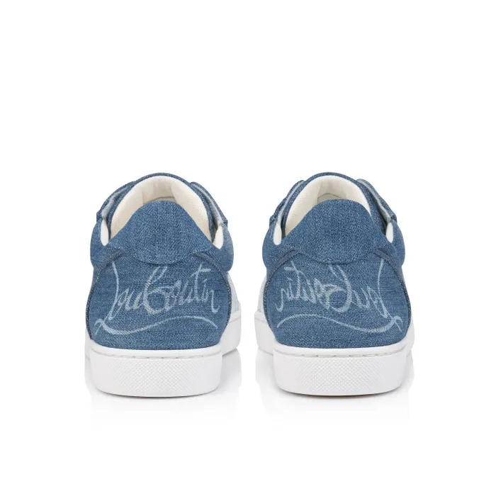 Women Fun Vieira Sneakers 8211 Denim Brushed Effect 8211 Denim Christian Louboutin Sneakers