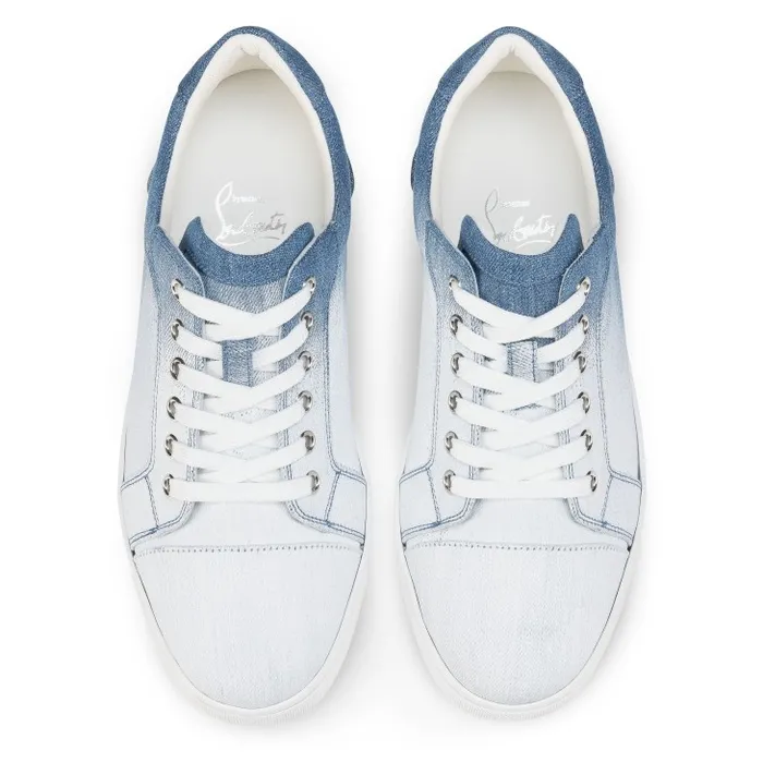 Women Fun Vieira Sneakers 8211 Denim Brushed Effect 8211 Denim Christian Louboutin Sneakers