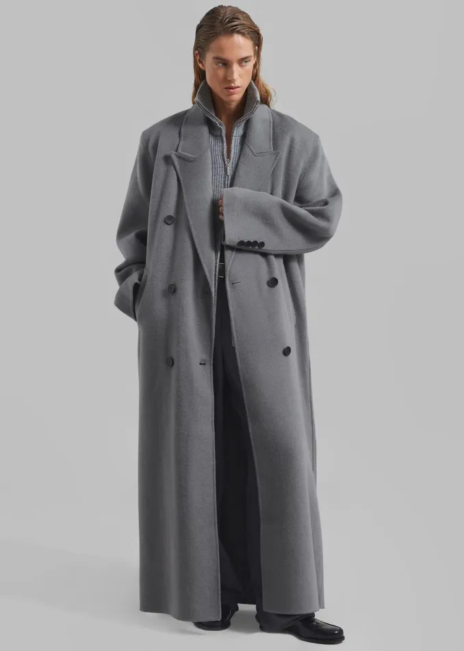 Women Gaia Double Breasted Coat 8211 Grey The Frankie Shop Outerwear
