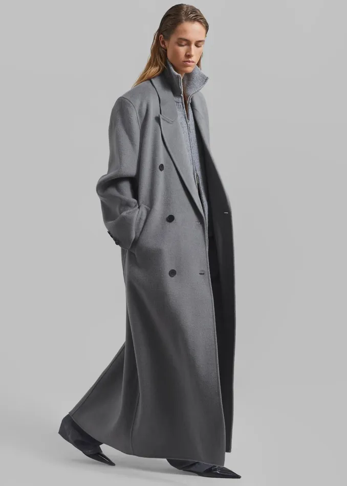 Women Gaia Double Breasted Coat 8211 Grey The Frankie Shop Outerwear