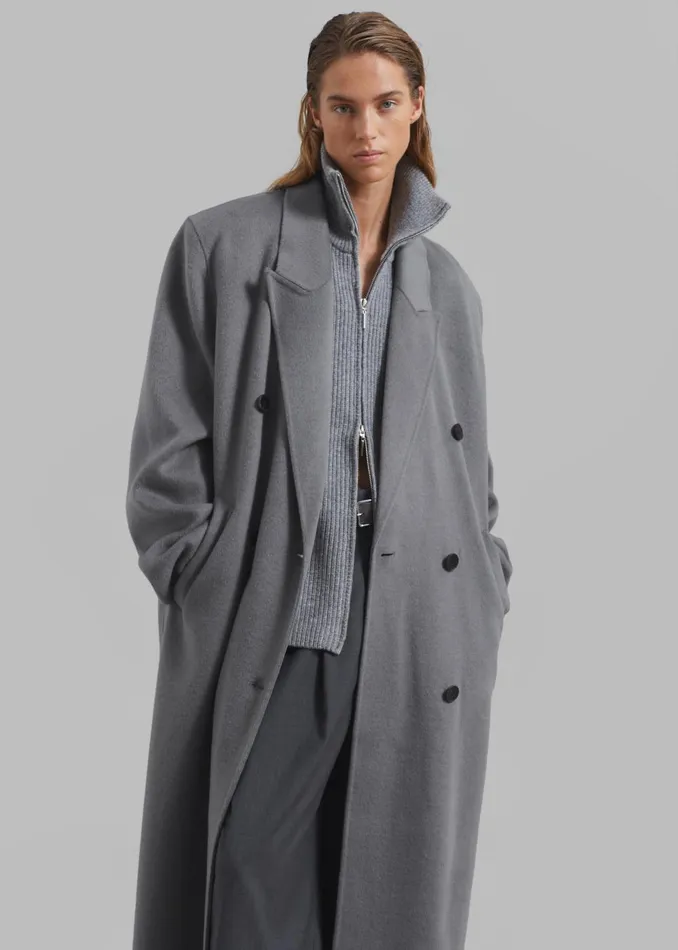 Women Gaia Double Breasted Coat 8211 Grey The Frankie Shop Outerwear