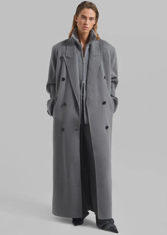 Women Gaia Double Breasted Coat 8211 Grey The Frankie Shop Outerwear