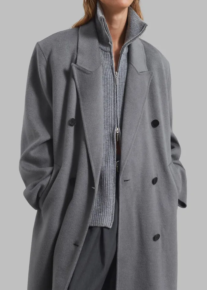 Women Gaia Double Breasted Coat 8211 Grey The Frankie Shop Outerwear
