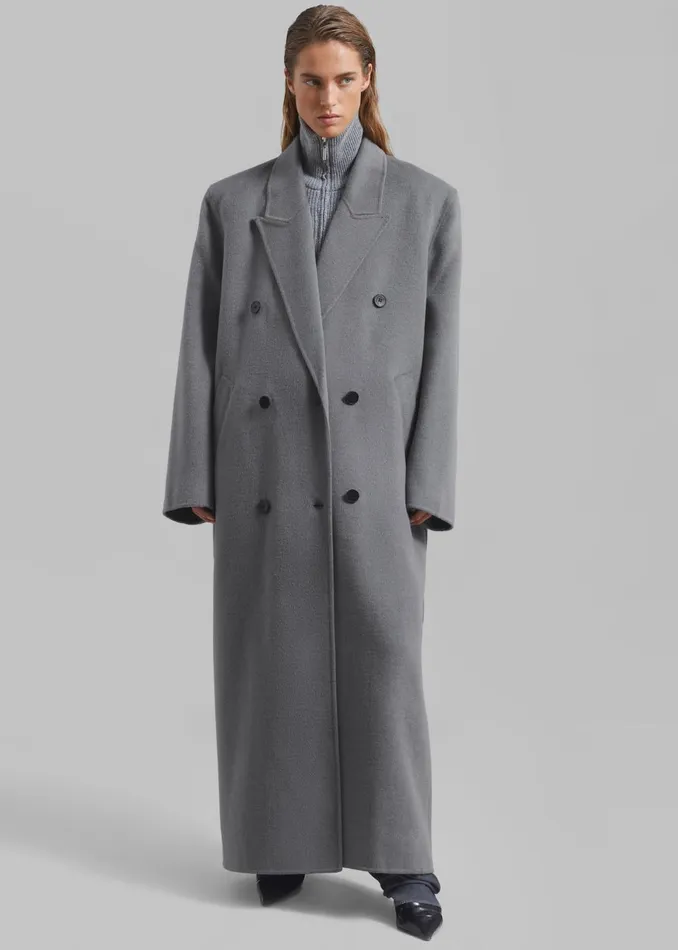Women Gaia Double Breasted Coat 8211 Grey The Frankie Shop Outerwear
