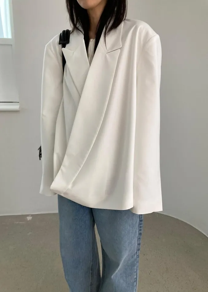 Women Geneva Wrap Blazer 8211 White The Frankie Shop Outerwear
