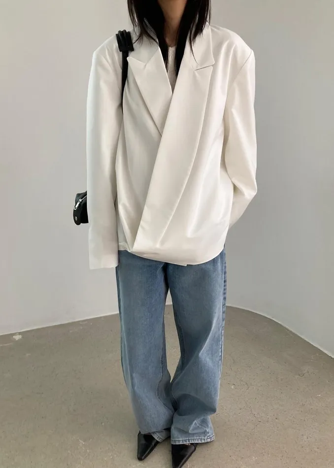 Women Geneva Wrap Blazer 8211 White The Frankie Shop Outerwear