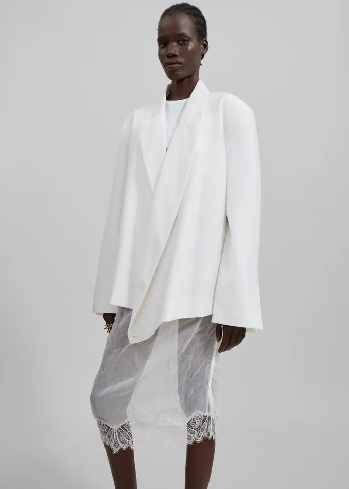 Women Geneva Wrap Blazer 8211 White The Frankie Shop Outerwear
