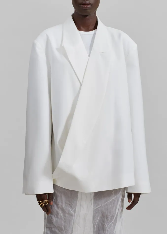 Women Geneva Wrap Blazer 8211 White The Frankie Shop Outerwear