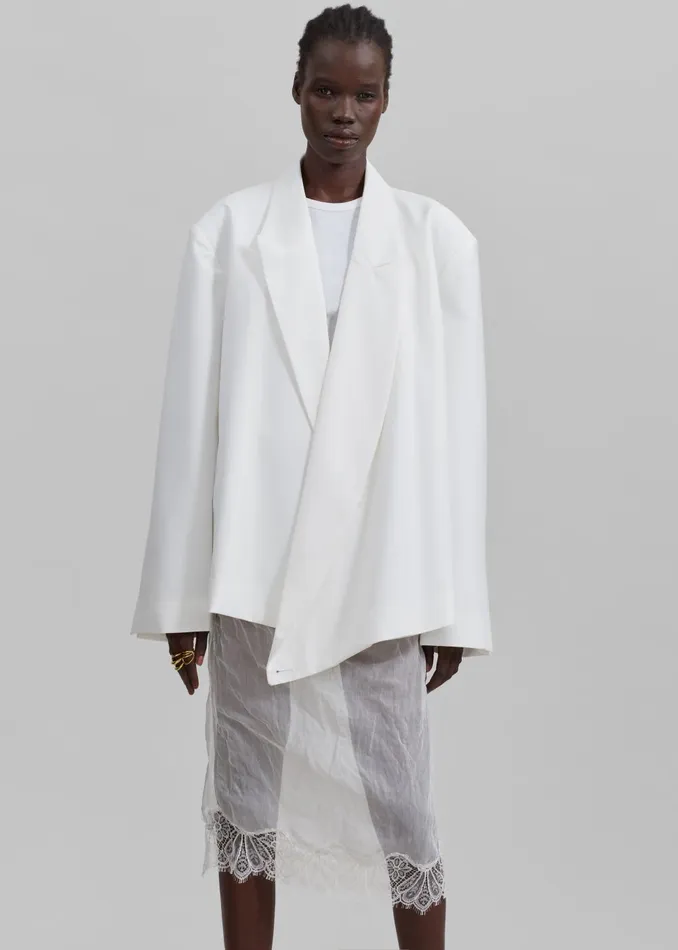 Women Geneva Wrap Blazer 8211 White The Frankie Shop Outerwear