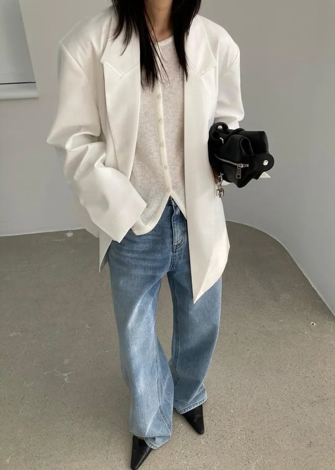 Women Geneva Wrap Blazer 8211 White The Frankie Shop Outerwear