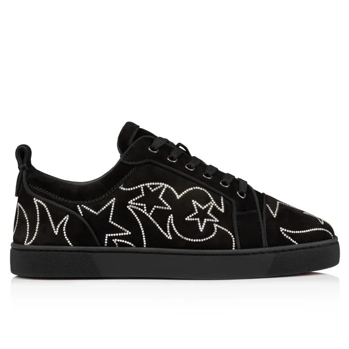 Women Giddy Vieira Strass Sneakers 8211 Veau Velours And Strass 8211 Black Christian Louboutin Sneakers