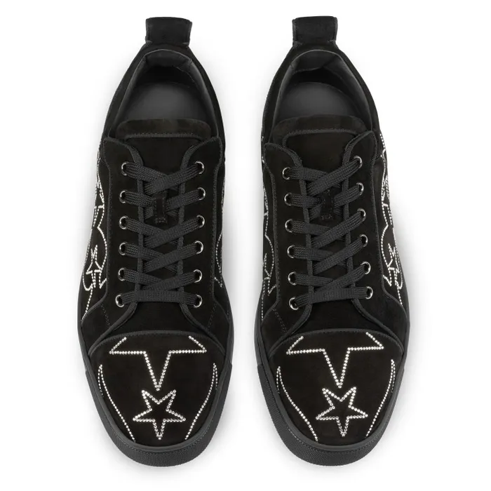 Women Giddy Vieira Strass Sneakers 8211 Veau Velours And Strass 8211 Black Christian Louboutin Sneakers