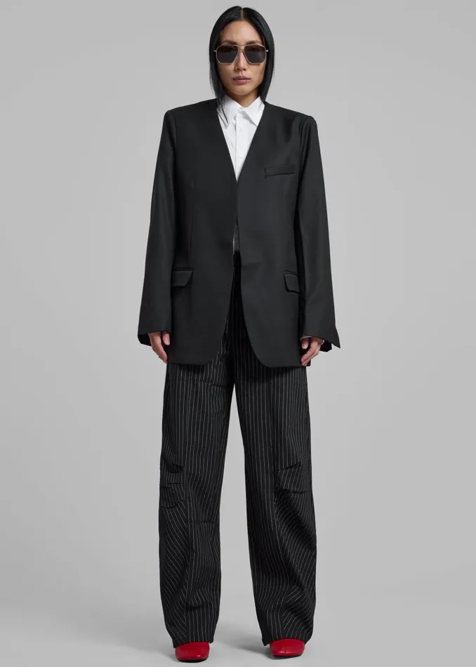 Women Gillian Collarless Blazer 8211 Black The Frankie Shop Outerwear