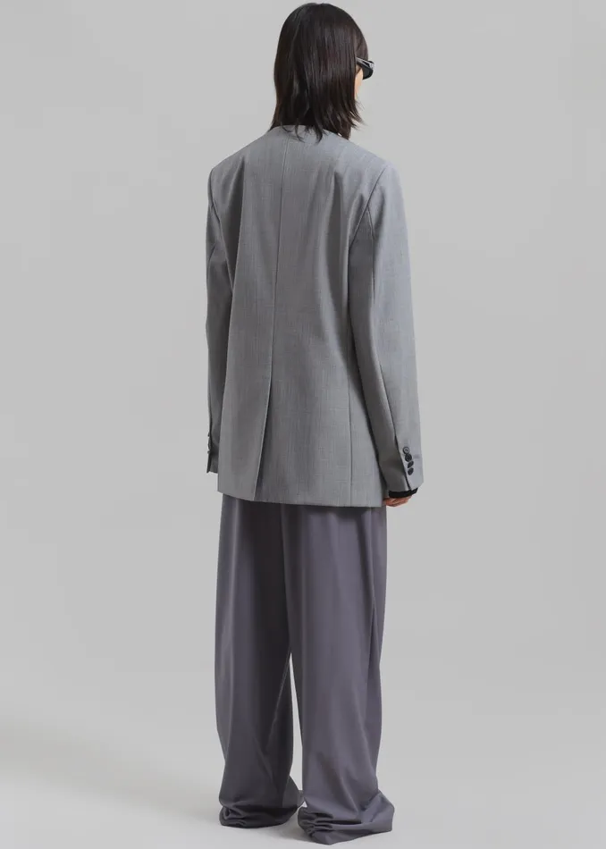 Women Gillian Collarless Blazer 8211 Grey The Frankie Shop Outerwear