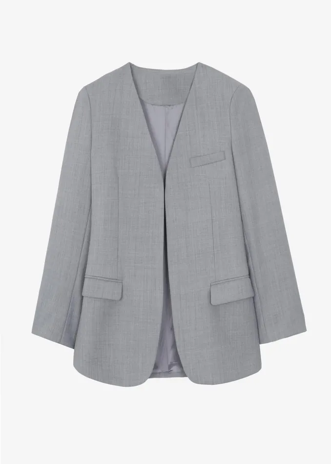 Women Gillian Collarless Blazer 8211 Grey The Frankie Shop Outerwear