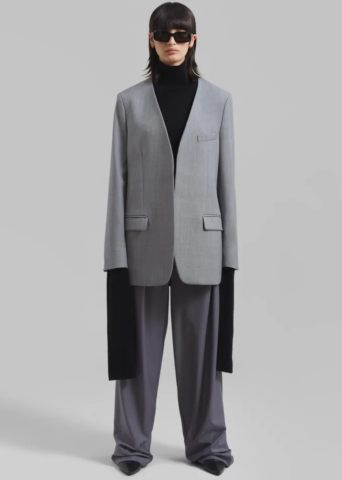 Women Gillian Collarless Blazer 8211 Grey The Frankie Shop Outerwear