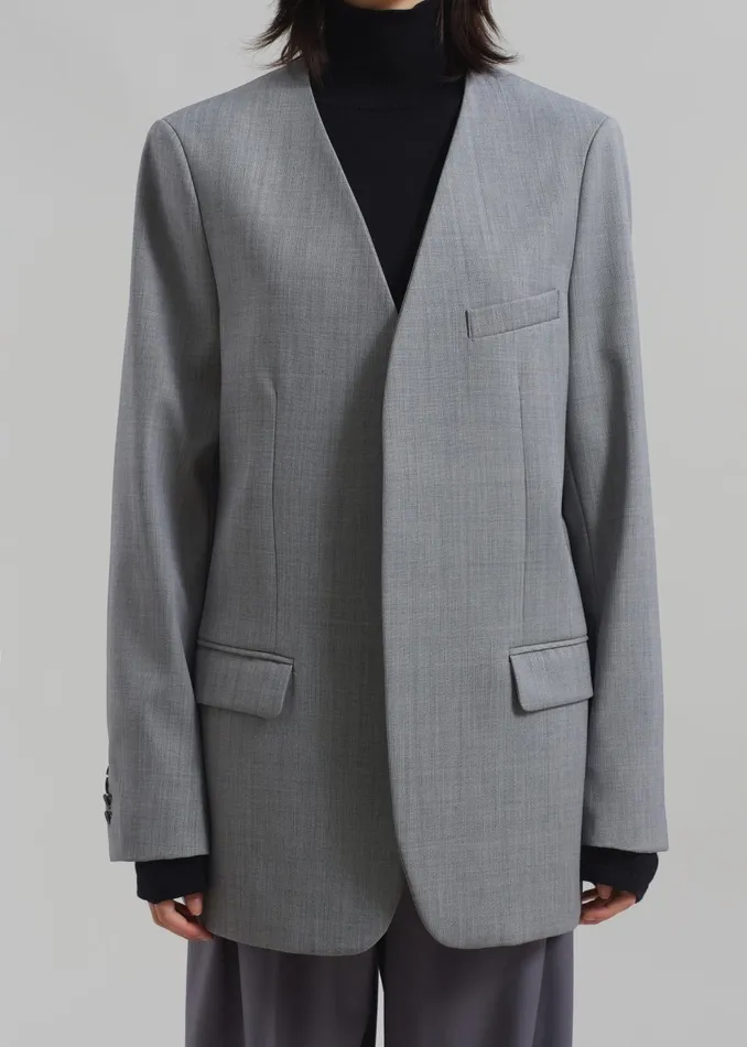 Women Gillian Collarless Blazer 8211 Grey The Frankie Shop Outerwear