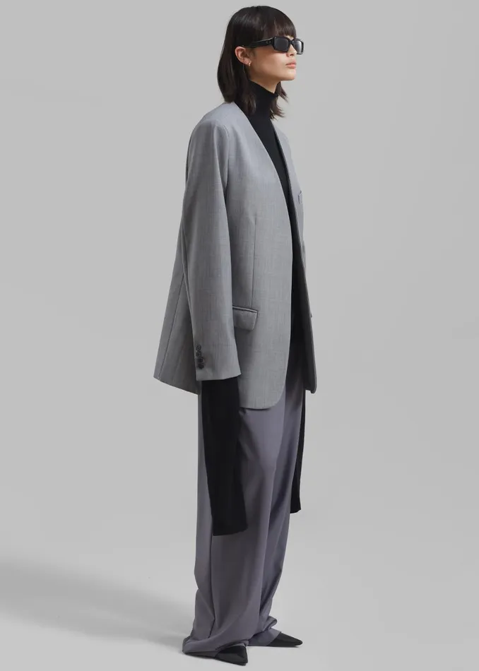 Women Gillian Collarless Blazer 8211 Grey The Frankie Shop Outerwear