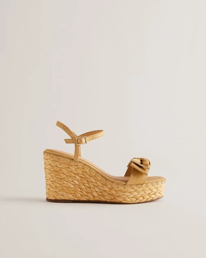 Women GIYAA 8211 Raffia Bow Detail Wedge Sandals Natural Ted Baker Heels Women GIYAA 8211 Raffia Bow Detail Wedge Sandals Natural Ted Baker Heels