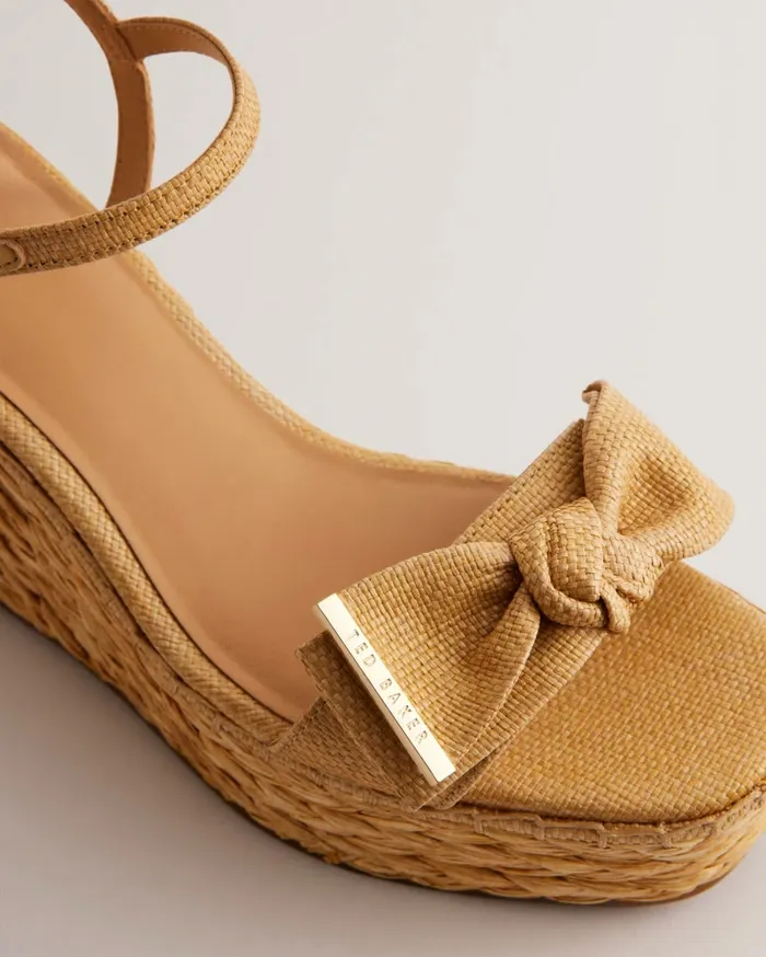Women GIYAA 8211 Raffia Bow Detail Wedge Sandals Natural Ted Baker Heels Women GIYAA 8211 Raffia Bow Detail Wedge Sandals Natural Ted Baker Heels
