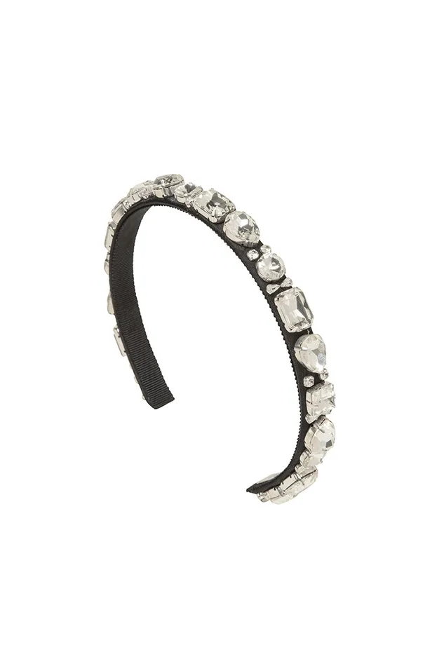 Women Hair Accessories LoveShackFancy Jennifer Behr Lucia Headband Black Crystal