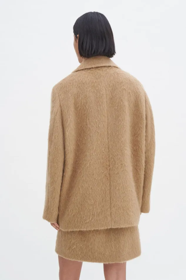Women Hairy Wool Blend Jacket Dark Beige Filippa K Outerwear