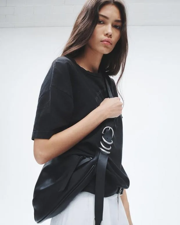 Women Handbags Rag and Bone Spire Leather Shoulder Bag Black
