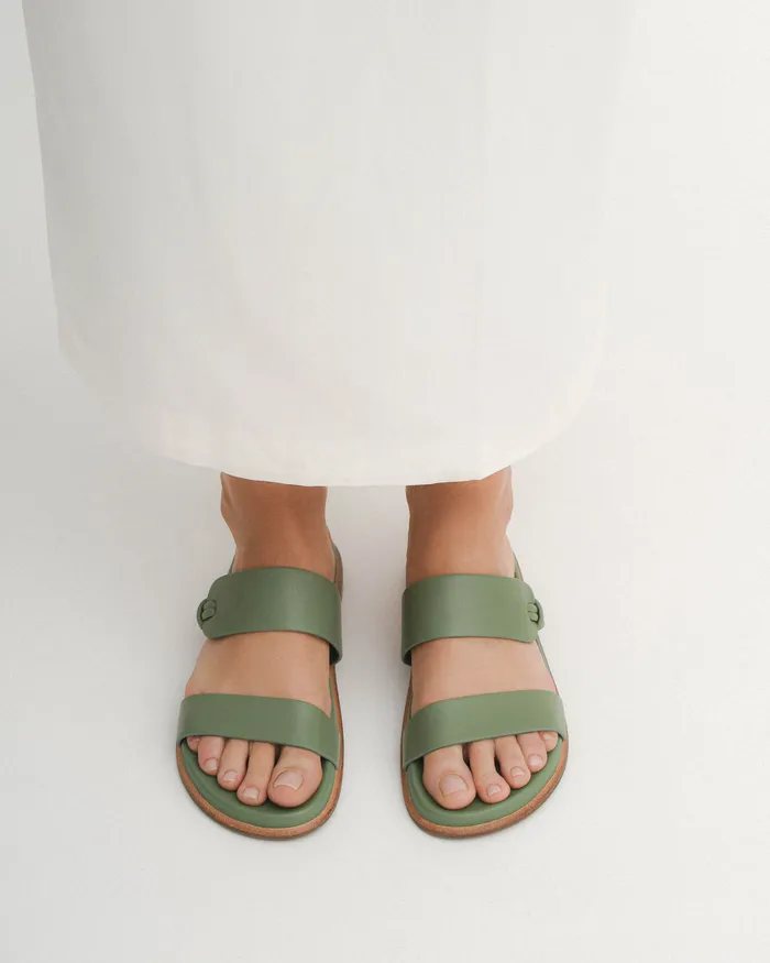 Women Hayes flat sandals pistachio green leather FLAT SANDALS jomercer Women Hayes flat sandals pistachio green leather FLAT SANDALS jomercer