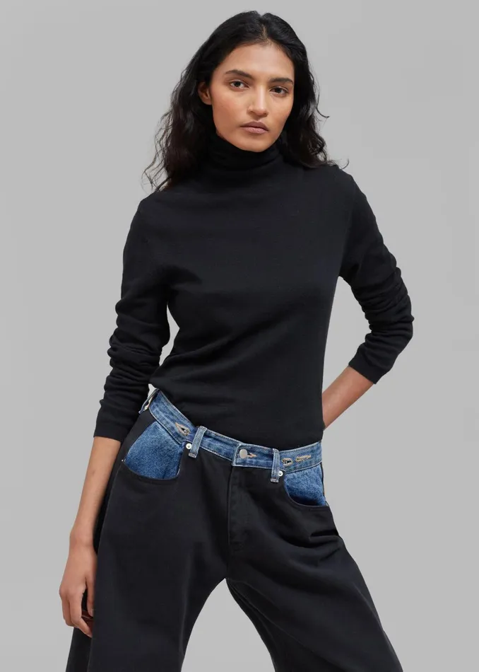 Women Hayla Contrast Denim Pants 8211 BlackBlue The Frankie Shop Bottoms