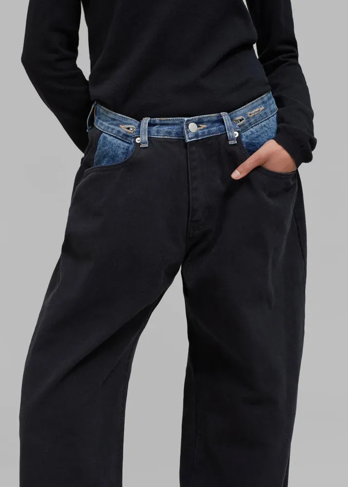 Women Hayla Contrast Denim Pants 8211 BlackBlue The Frankie Shop Bottoms
