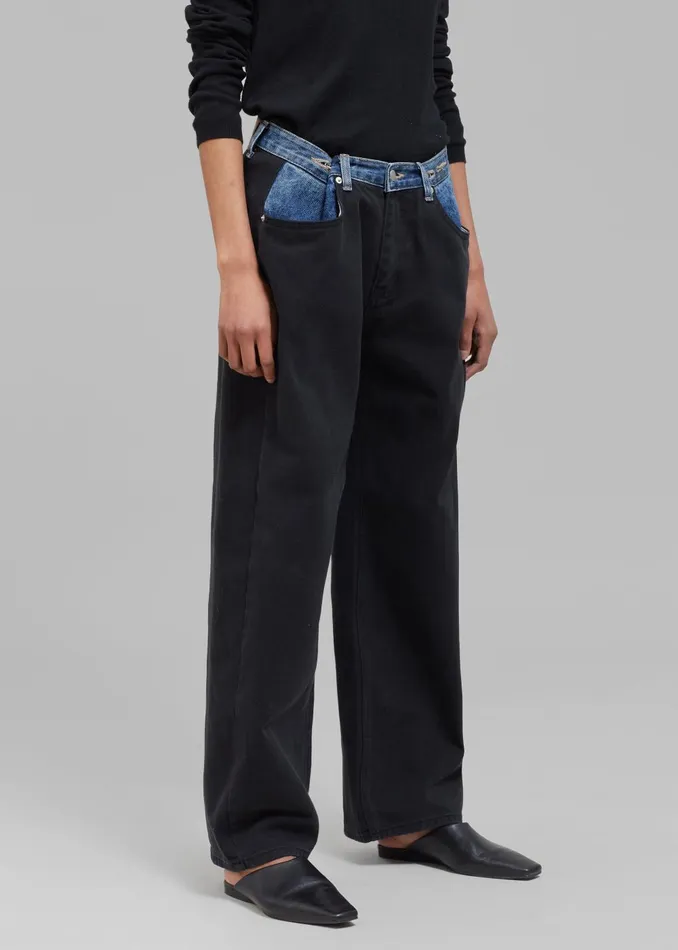 Women Hayla Contrast Denim Pants 8211 BlackBlue The Frankie Shop Bottoms
