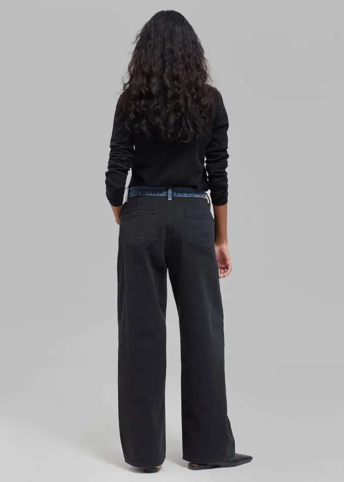 Women Hayla Contrast Denim Pants 8211 BlackBlue The Frankie Shop Bottoms