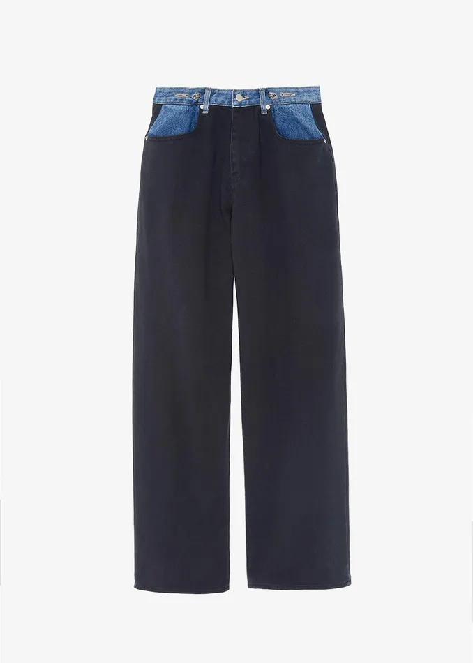 Women Hayla Contrast Denim Pants 8211 BlackBlue The Frankie Shop Bottoms