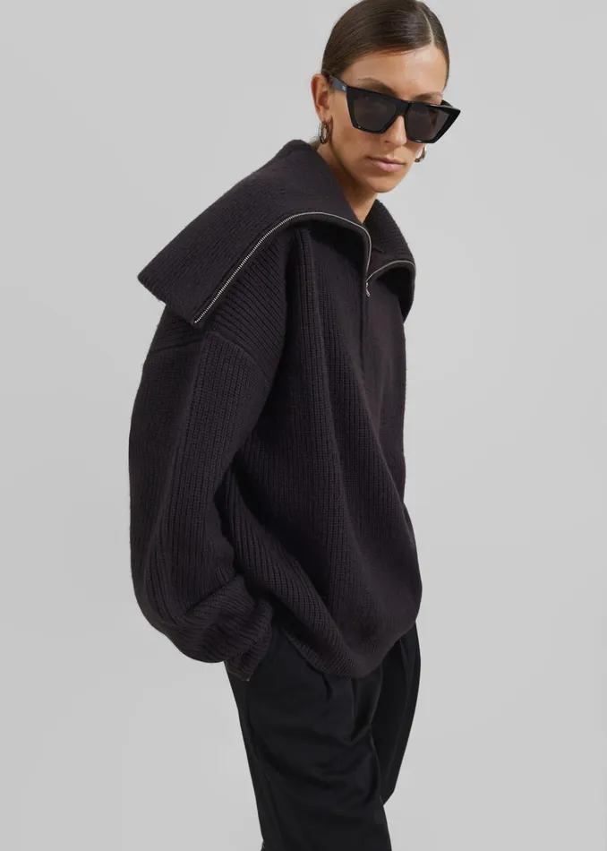 Women Hazel Oversized Wool Jumper 8211 Dark Plum The Frankie Shop Knitwear