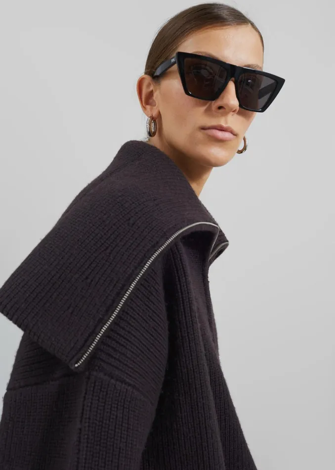 Women Hazel Oversized Wool Jumper 8211 Dark Plum The Frankie Shop Knitwear