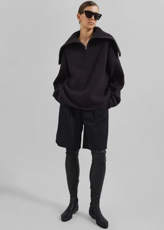 Women Hazel Oversized Wool Jumper 8211 Dark Plum The Frankie Shop Knitwear