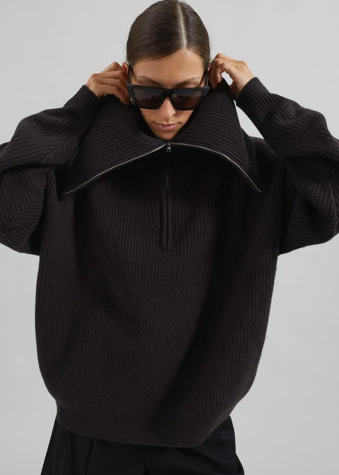 Women Hazel Oversized Wool Jumper 8211 Dark Plum The Frankie Shop Knitwear