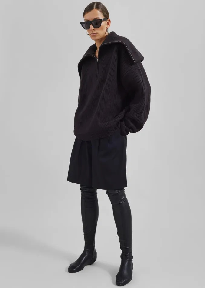 Women Hazel Oversized Wool Jumper 8211 Dark Plum The Frankie Shop Knitwear
