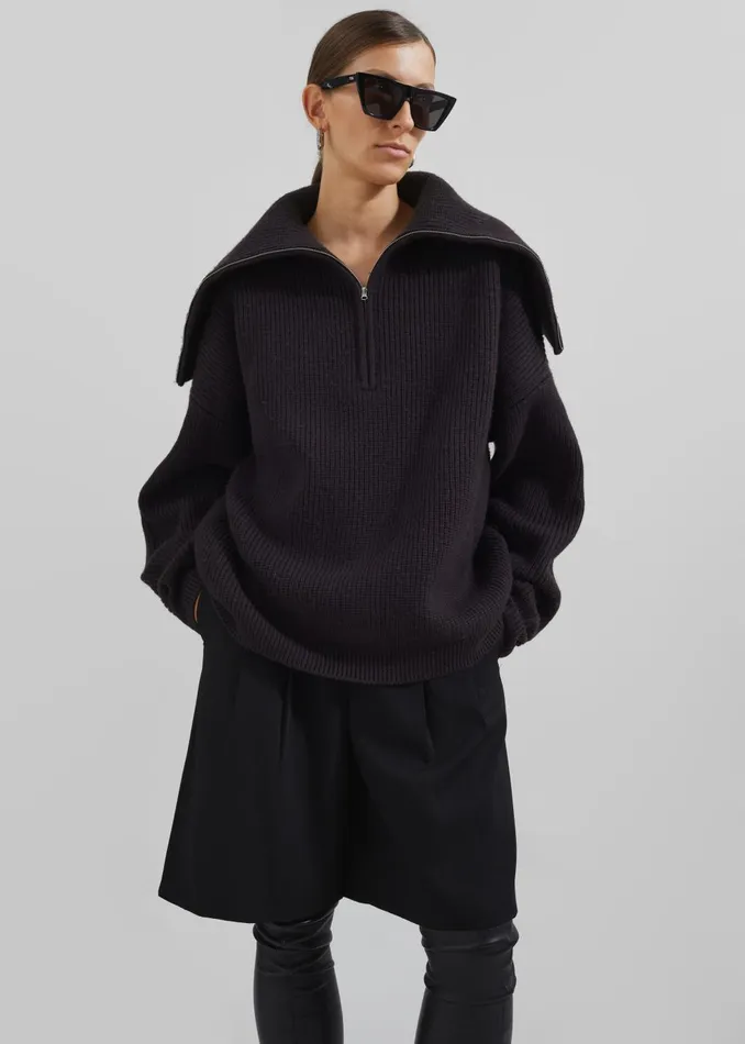 Women Hazel Oversized Wool Jumper 8211 Dark Plum The Frankie Shop Knitwear