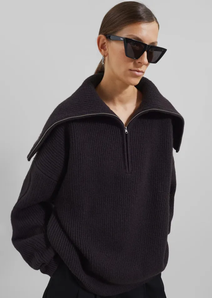 Women Hazel Oversized Wool Jumper 8211 Dark Plum The Frankie Shop Knitwear