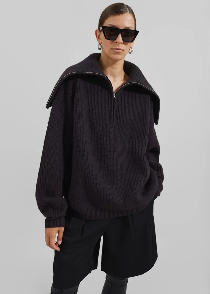 Women Hazel Oversized Wool Jumper 8211 Dark Plum The Frankie Shop Knitwear