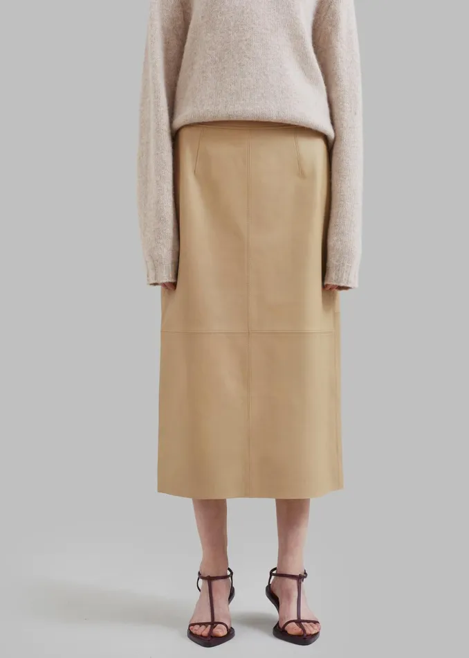 Women Heather Leather Pencil Skirt 8211 Beige The Frankie Shop Bottoms