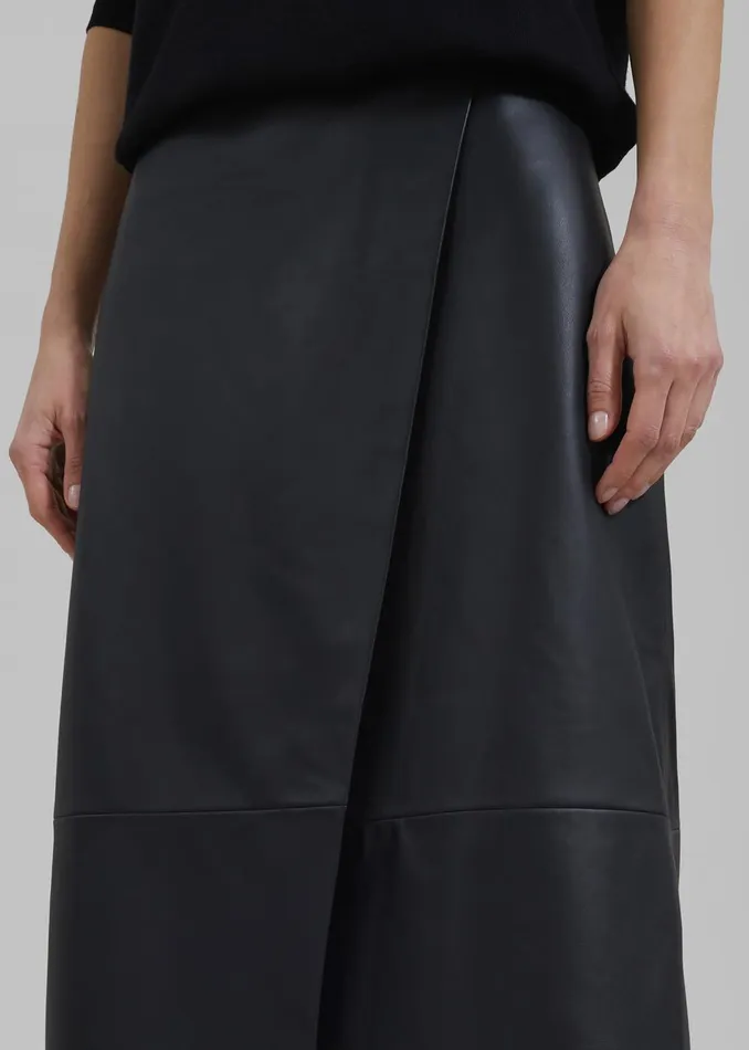 Women Hedi Leather Midi Wrap Skirt 8211 Black The Frankie Shop Bottoms