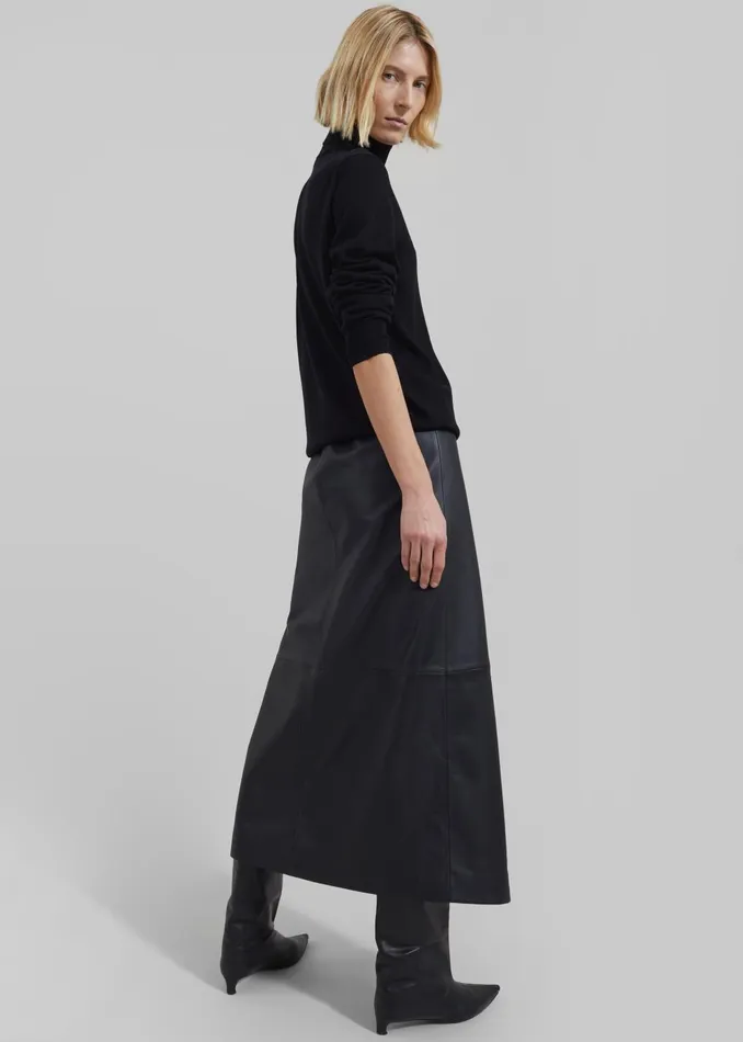 Women Hedi Leather Midi Wrap Skirt 8211 Black The Frankie Shop Bottoms