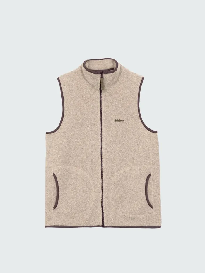 Women Hegen Wool Fleece Gilet Oatmeal Finisterre Fleece