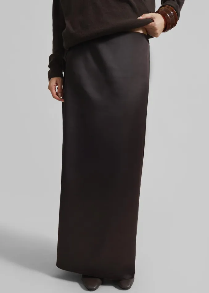 Women Hencil Satin Maxi Skirt 8211 Brown The Frankie Shop Bottoms