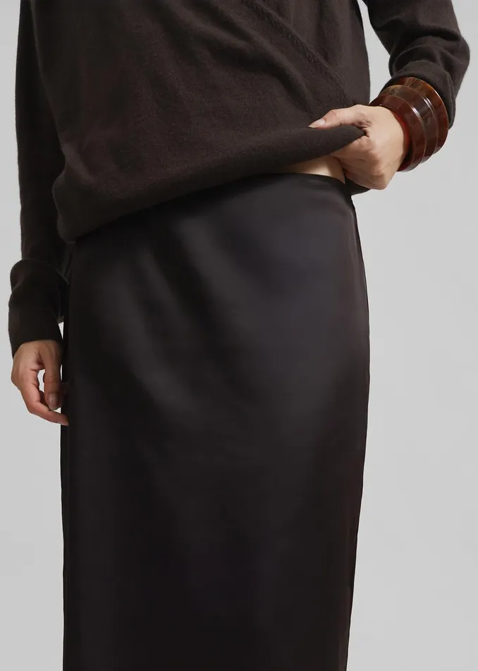 Women Hencil Satin Maxi Skirt 8211 Brown The Frankie Shop Bottoms