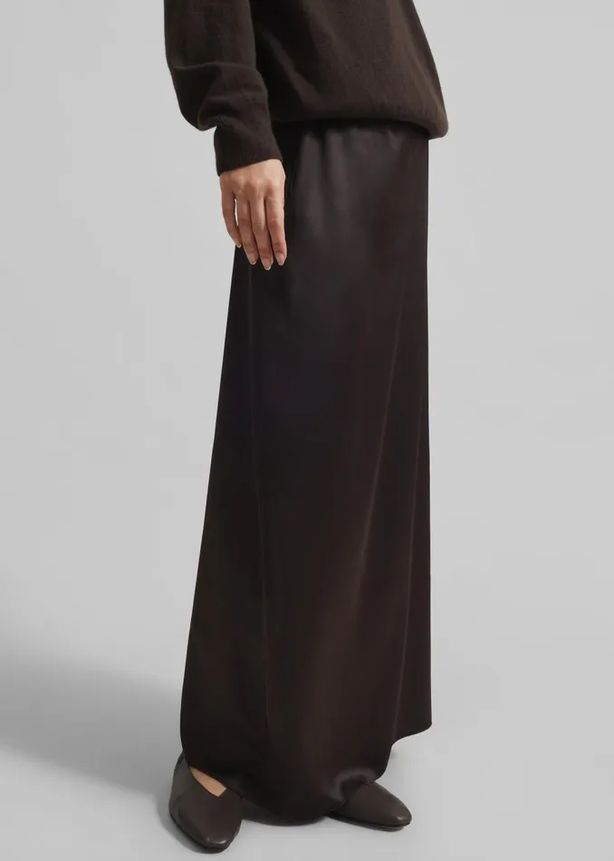 Women Hencil Satin Maxi Skirt 8211 Brown The Frankie Shop Bottoms