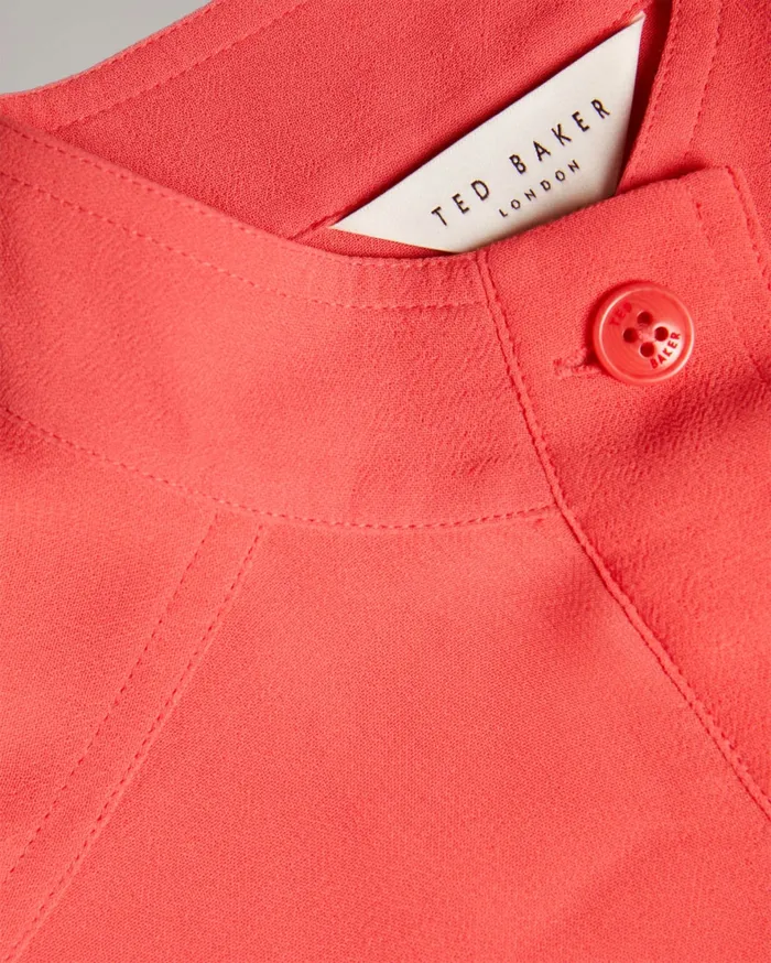 Women HENDRA 8211 Stand Collar Blouse With Half Placket Coral Ted Baker Tops and Blouses Women HENDRA 8211 Stand Collar Blouse With Half Placket Coral Ted Baker Tops and Blouses