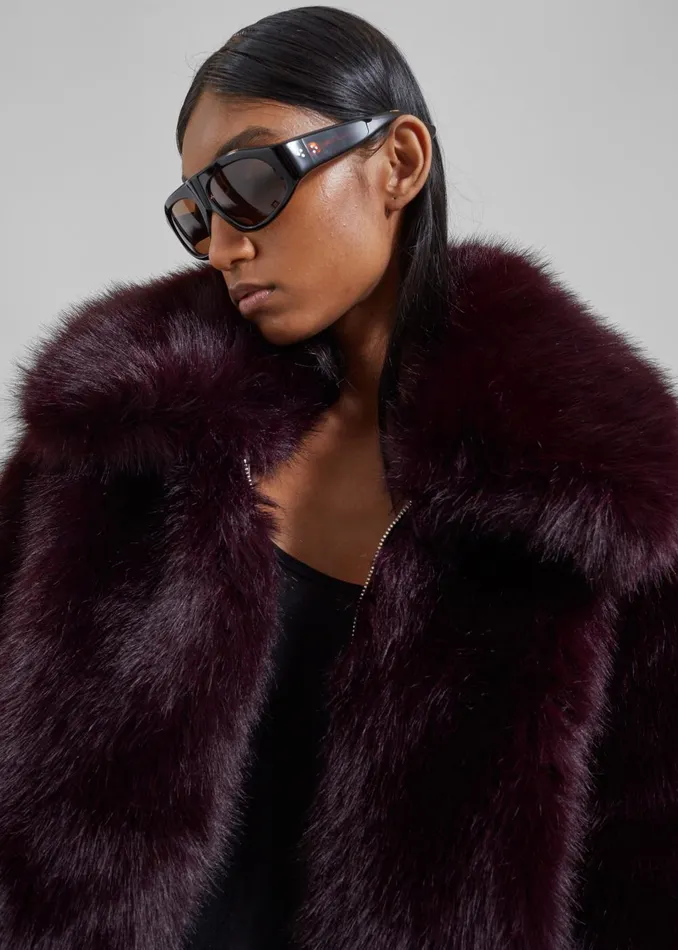 Women Hope Faux Fur Jacket 8211 Plum The Frankie Shop Outerwear